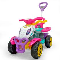 Quadriciclo Carrinho De Passeio Infantil C/ Empurrador e Pedal Menina Maral