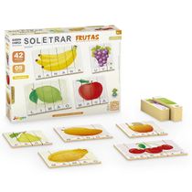 SOLETRAR FRUTAS JOGO DE ALFABETIZAÇÃO MADEIRA 42 PEÇAS