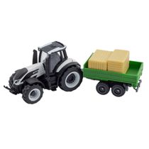 Miniatura Trator Valtra Q 305 Com Reboque Enfardadeira Maisto 15590