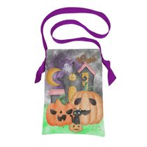 BOLSA SACOLA EM TECIDO COLETA DE DOCES HALLOWEEN - ABÓBORAS GATO