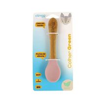 Colher de Bambu e Silicone Rosa para bebê Clingo