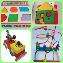 Kit Com 4 Brinquedos Pedagógicos De Madeira - Lindos!