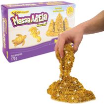 Massa Areia Massinha Modelar Dourado Metalico Glitter Sunny