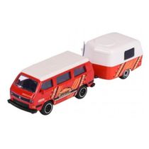 Miniatura Carro Volkswagen Kombi T3 Com Trailer 1/64 Vermelho Majorette