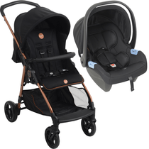 Carrinho de Bebe Burigotto Lui com Bebe Conforto Preto Cobre