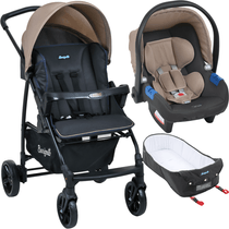 Carrinho de Bebe com Bebe Conforto Moises Burigotto CZ Bege