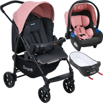 Carrinho de Bebe com Bebe Conforto Moises Burigotto CZ Rosa