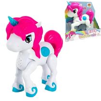 Brinquedo Baby Unicornio Com Luz E Som Pink/Branco DM Toys