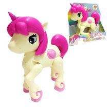 Brinquedo Baby Unicornio Com Luz E Som Pink/ Creme DM Toys