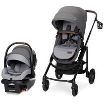 Carrinho de Bebê Travel System com Ventilação Embutida e Viseira Retrátil na Capota, Maxi-Cosi Tayla, Cinza