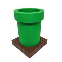 Porta Objetos Caneta Cano Com Base Tijolinhos 3D Decorativo Mario Geek Gamer