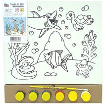 Kit Pintura Tela 25x30 cm - Fundo do Mar - Kits for Kids