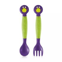 Colher e Garfo Flexíveis Multikids Baby BB249 Verde e Roxo