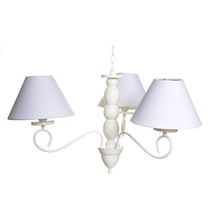 Lustre 3L Clássico Haste Madeira Branco