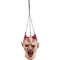 Decoração Halloween Zumbi Baleiro Cabeça Pendurada Decapitada Com Led Nos Olhos e Sons Aterrorizantes Automáticos por Sensor de Presença