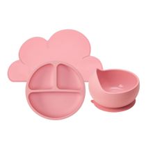 Kit Alimentação de Silicone Rosa para bebê Buba