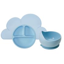 Kit Alimentação de Silicone Azul para bebê Buba