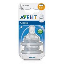 Bico Mamadeira Classic Fluxo Rapido Nº4 6M+ Philips AVENT SCY764/02 2 Unidades