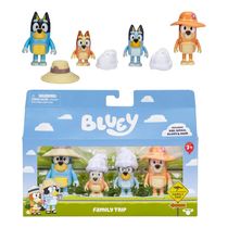 Kit de 4 Bonecos Colecionáveis 6cm Bluey - Viagem de Família