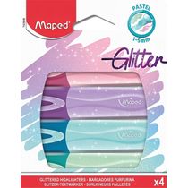 MARCA TEXTO KIT COM 4 CORES PASTÉIS + GLITTER MAPED