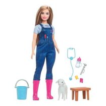 Boneca Barbie Profissões Veterinária Da Fazenda Com Ovelha