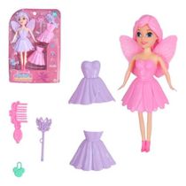 Boneca Fashion De Fadinha Com Troca De Roupa Com Pente 16cm