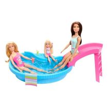 Boneca Barbie Dia Na Piscina Glam Morena De Maiô Verde