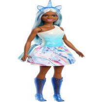 Boneca Barbie Fantasia Saia De Unicórnio Morena Cabelo Azul