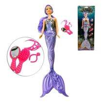 Boneca Sereia Encantada Com Luz E Muito Acessórios  De 45cm