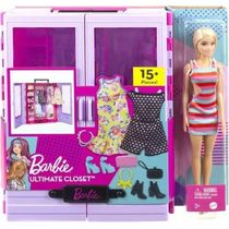 Boneca Barbie Closet Guarda Roupa De Luxo Roxo Com Boneca