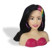 Boneca Barbie Busto Totally Hair Morena Cabelo Colorido Luxo