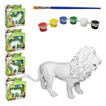 Animais Selvagem De Pintar Com 6 Tintas + Pincel  De 22cm