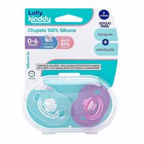 Kit 2 Chupetas - Silicone - 0-6m - Rosa - Lolly Kinddy