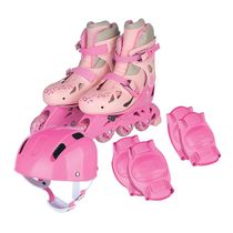 Patins Inline - Kit de Proteção - Ajustável - 30 a 33 - Rosa - Fenix