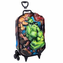 Mochila 3D de Rodinhas Infantil - Marvel Avengers - Hulk - Maxtoy