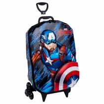 Mochila 3D de Rodinhas Infantil - Marvel Avengers - Capitão América - Maxtoy