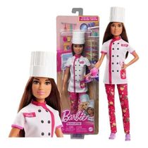 Boneca Barbie Profissões Confeiteira Com Chapéu Roupa Rosa