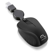 Mouse Com Fio Wave Conexão USB 1200dpi Cabo de 75cm 3 Botões Textura Emborrachada Retrátil Preto - MO231OUT [Reembalado] MO231OUT