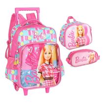 Kit Mochila De Rodinha Barbie Fashion +Lancheira +Estojo