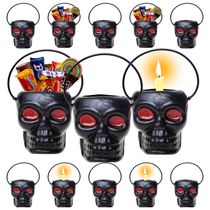 10 Baldes Mini Caveira Preta Doces Vela Decoração Halloween