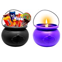 2 Caldeirões Dia das Bruxas Preto e Roxo Festa de Halloween para Decoração de Mesa