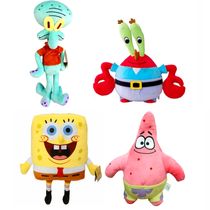 Coleção 4 Bonecos de Pelúcia Bob Esponja Patrick Seu Sirigueijo e Lula Molusco