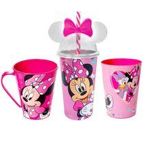 Copinho Caneca E Copo Com Orelhas E Canudo Minnie Kit 3 Pçs