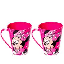 2 Canecas Minnie Rosa com Alça Infantil Plasútil para Meninas 360ml