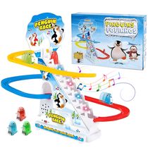 Brinquedo Infantil Musical Elevador de Pinguins Pista Divertida com Escorregador