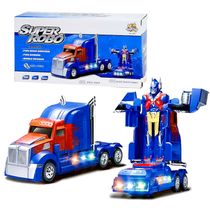 Caminhão Prime Transformers Vira Robo Optimus com Luz e Som Transforma em Robô