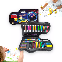 Kit estojo Maleta de Pintura desenhos Canetinhas e Lápis Alta Velocidade 70 Peças