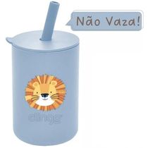 Copo de Silicone Infantil com Tampa e Canudo Clingo