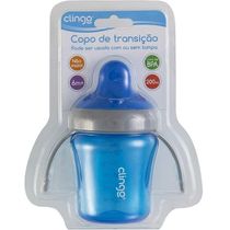 Copo Infantil Antivazamento P/ Bebê 6M+ C/ ALÇA Azul Clingo Liso