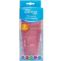 Kit 3 Copos de Transição Clingo Rosa 6M+ 250ML